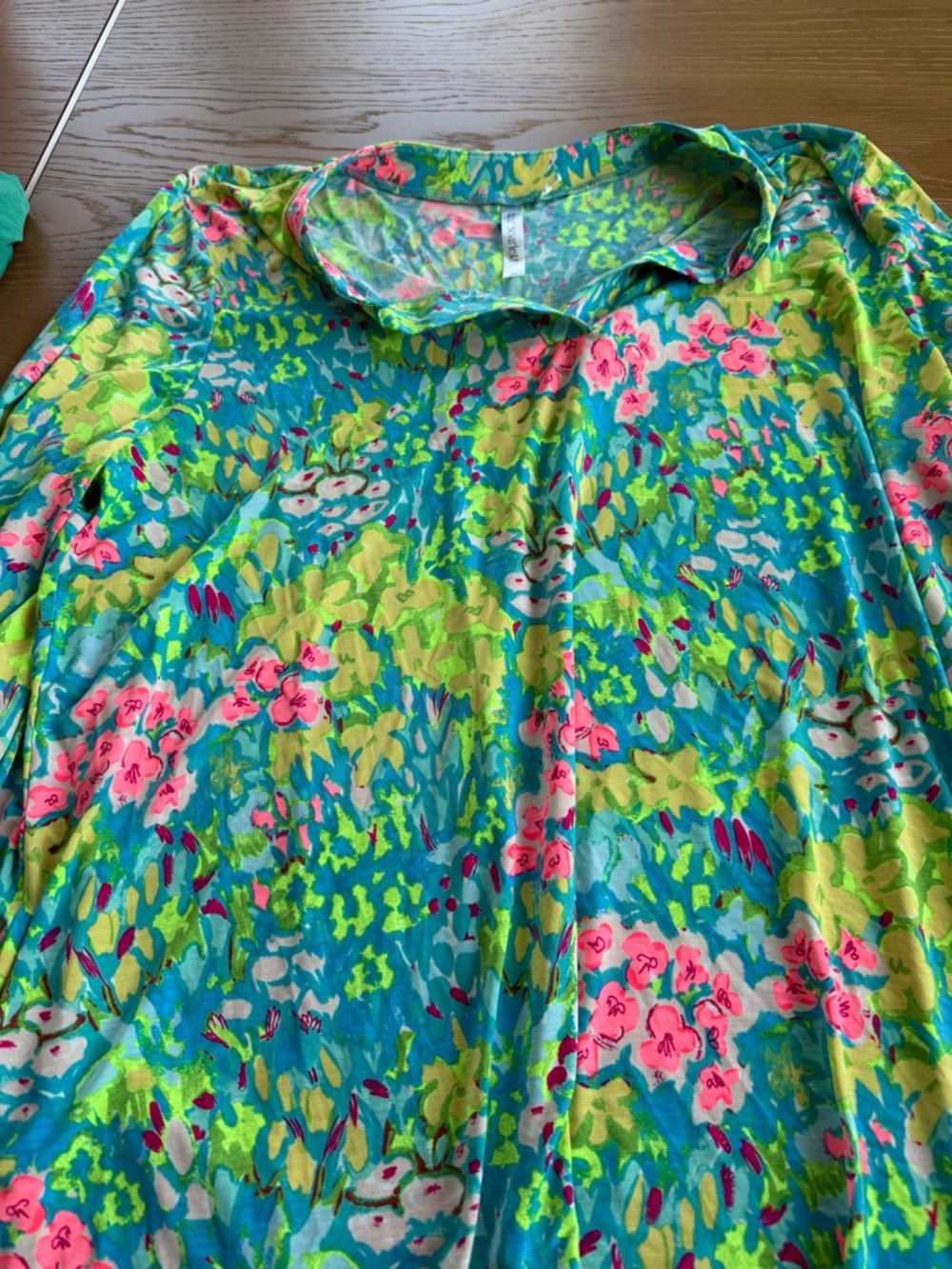 Bright Floral Collared Blouse - Turquoise & Pink